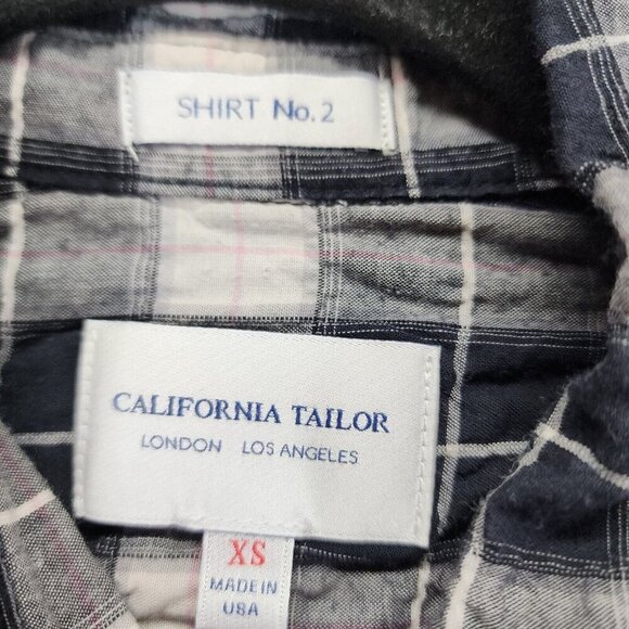 California Tailor Shirt No 2 Womens‎ XS Navy Plaid Long Sleeve Shirt Cotton $198 - Picture 7 of 12
